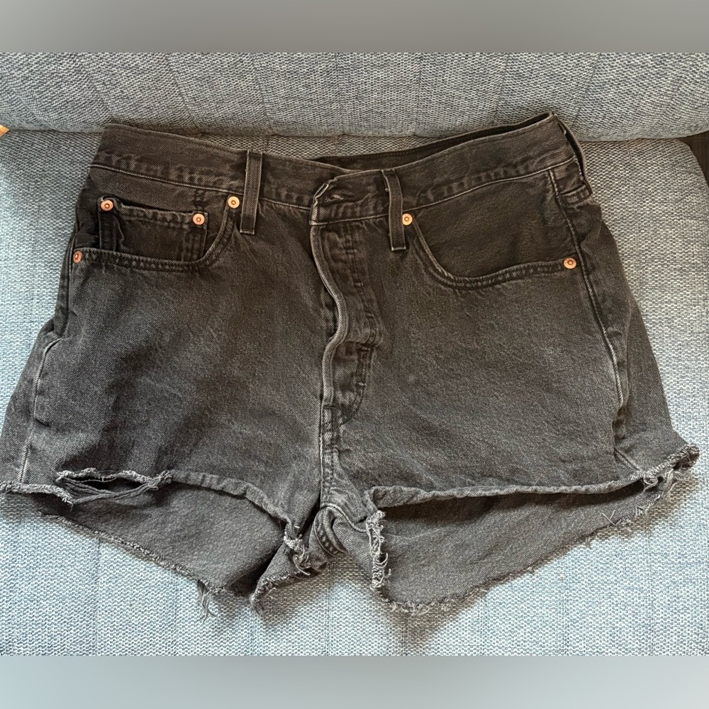 Levi's Black Frayed Denim Shorts